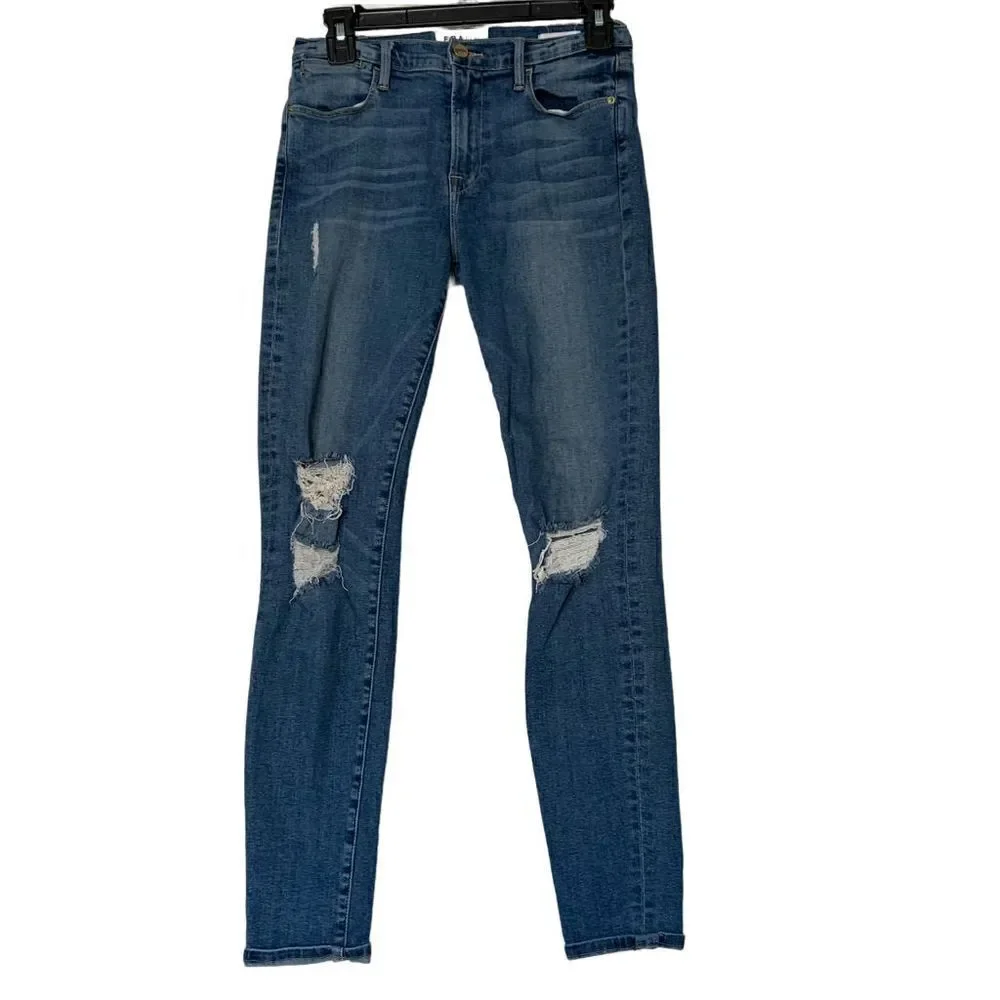 FRAME distressed Le High skinny jeans sz 27